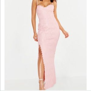 Boohoo baby pink lace dress